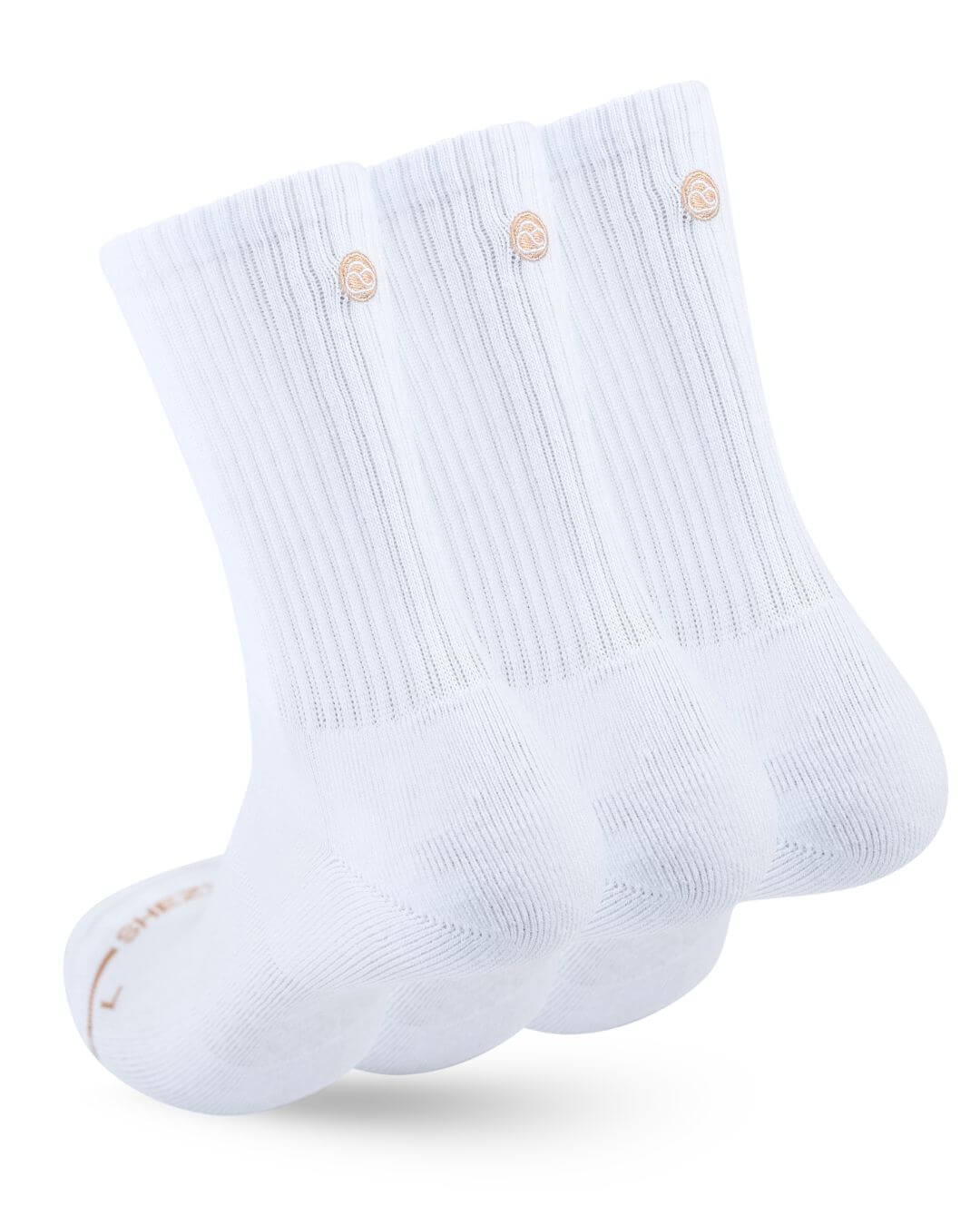 Three-pack of white Shezza unpadded crew socks