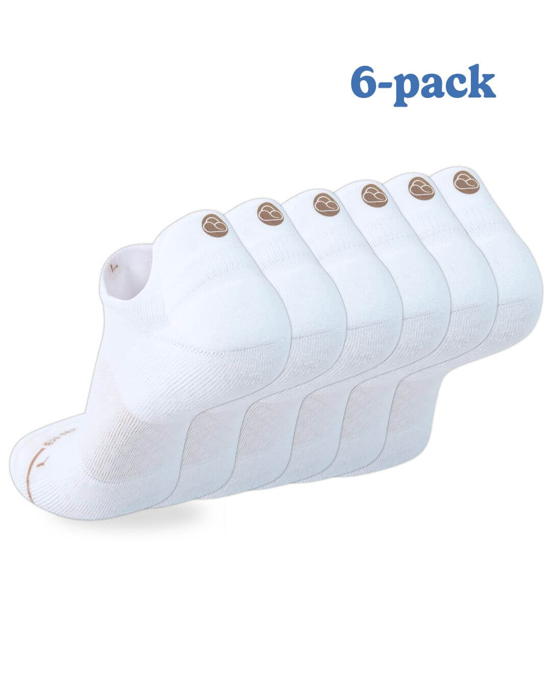 Six-pack of white Shezza padded ankle socks