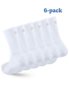 Six-pack of white Shezza unpadded crew socks