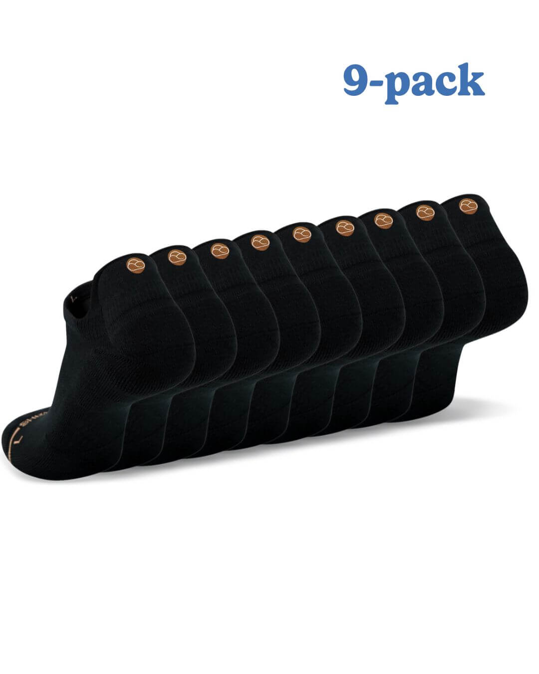 Nine-pack of black Shezza padded ankle socks