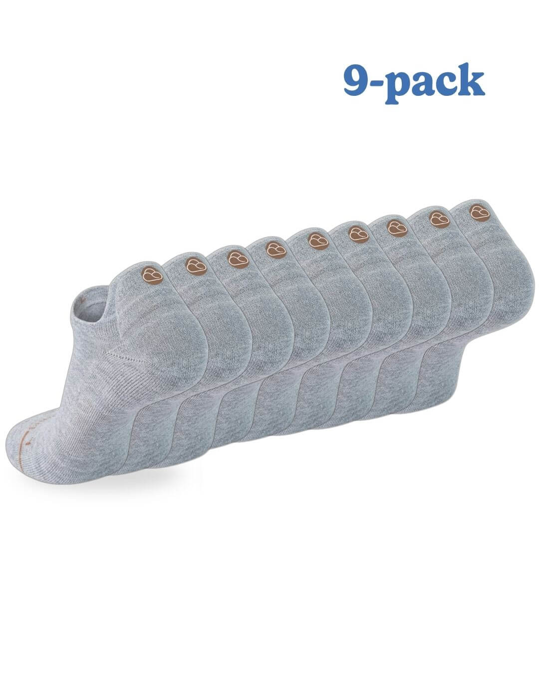 Nine-pack of grey Shezza padded ankle socks