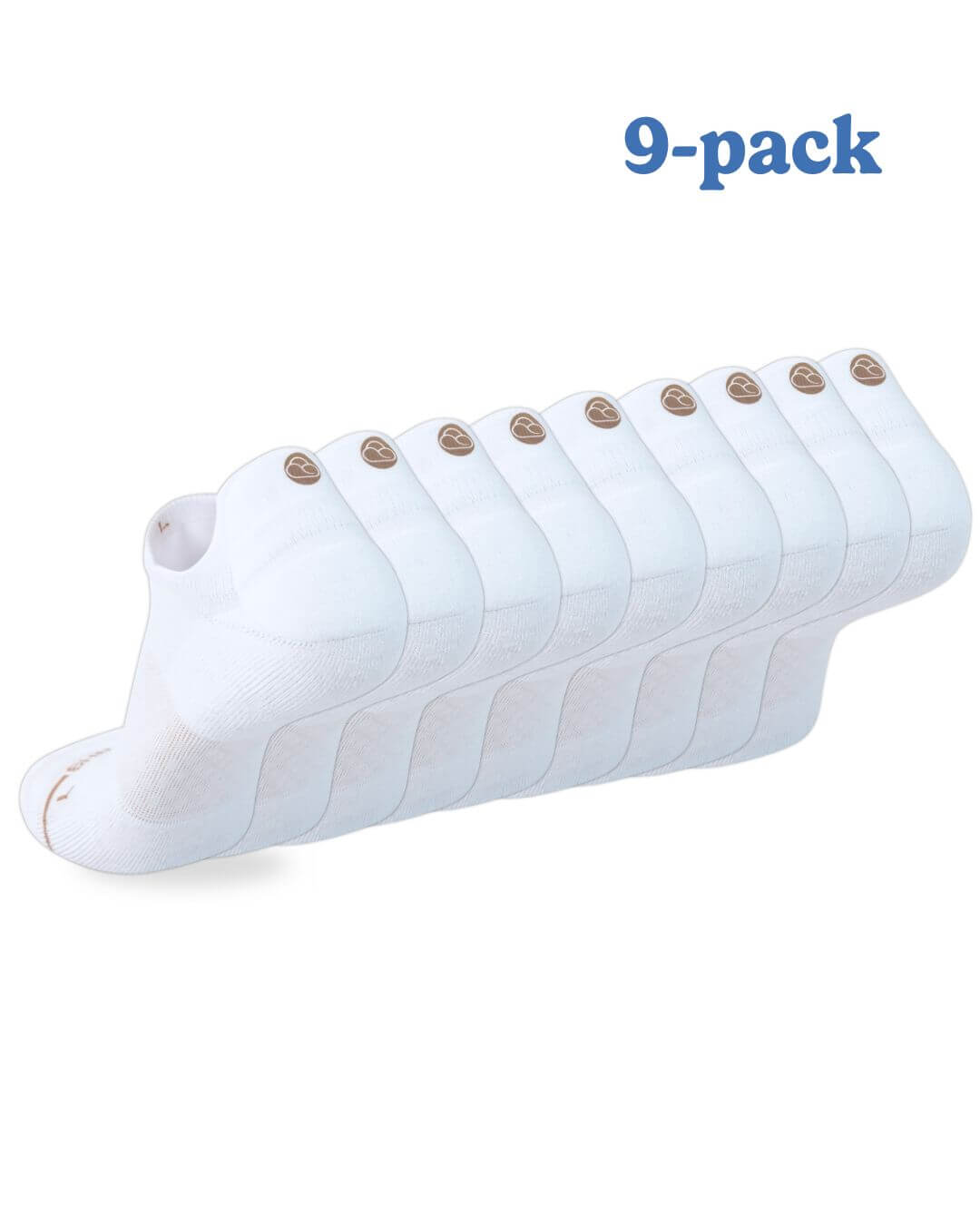 Nine-pack of white Shezza padded ankle socks