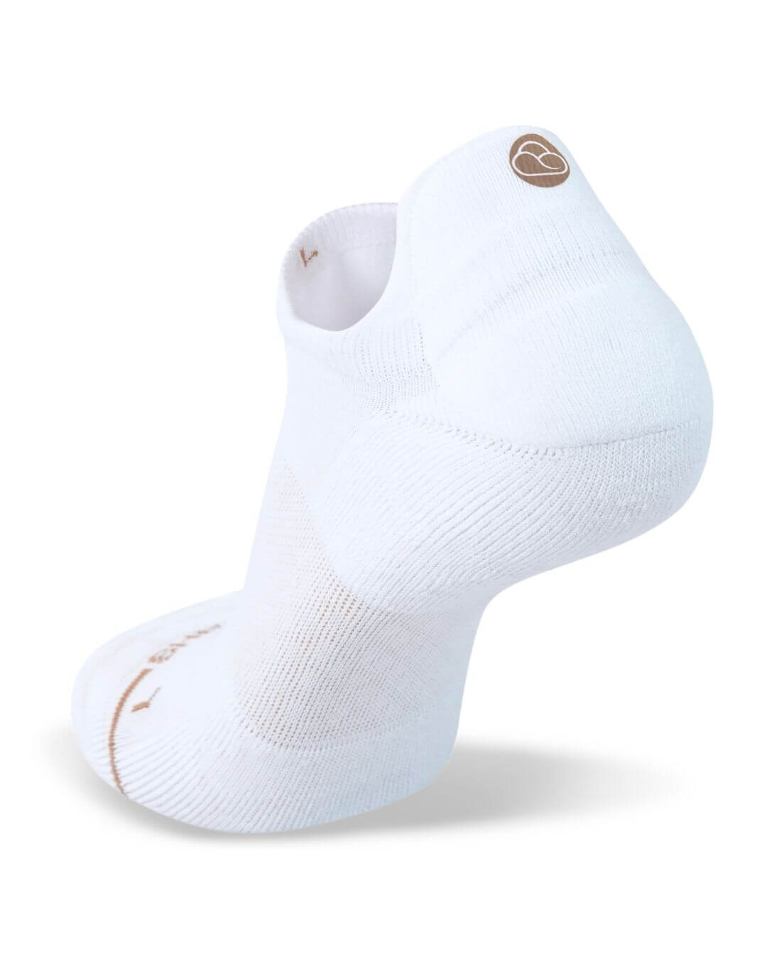 White Shezza padded ankle sock on a mannequin foot