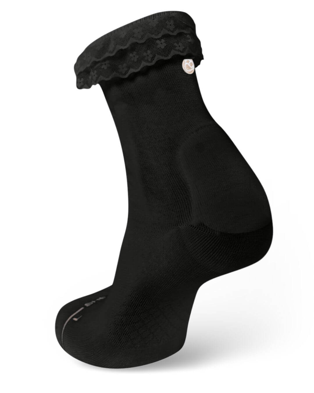 Black Shezza padded lace sock on a mannequin foot