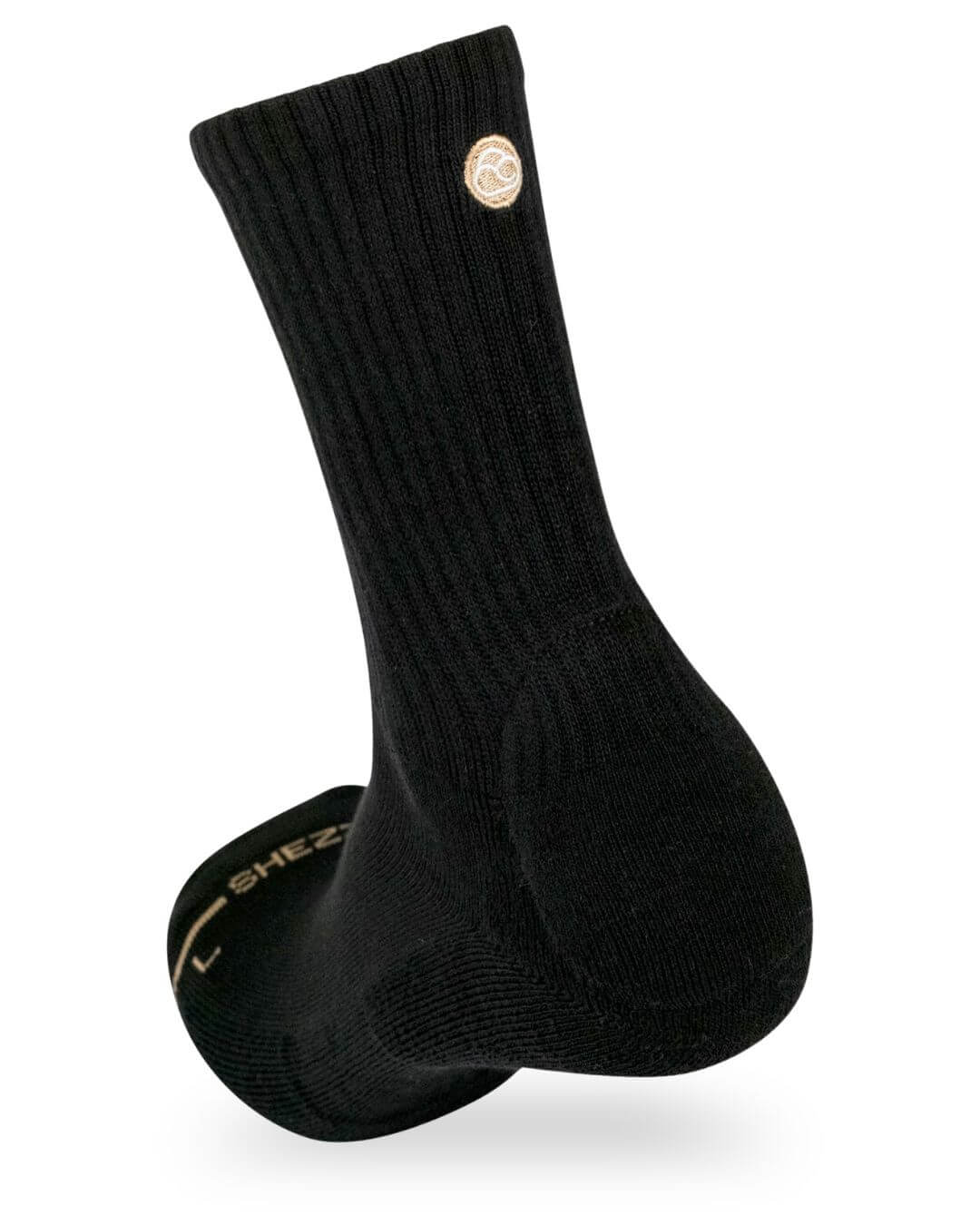 Black Shezza padded crew sock on a mannequin foot