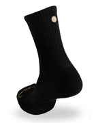 Black Shezza unpadded crew sock on a mannequin foot