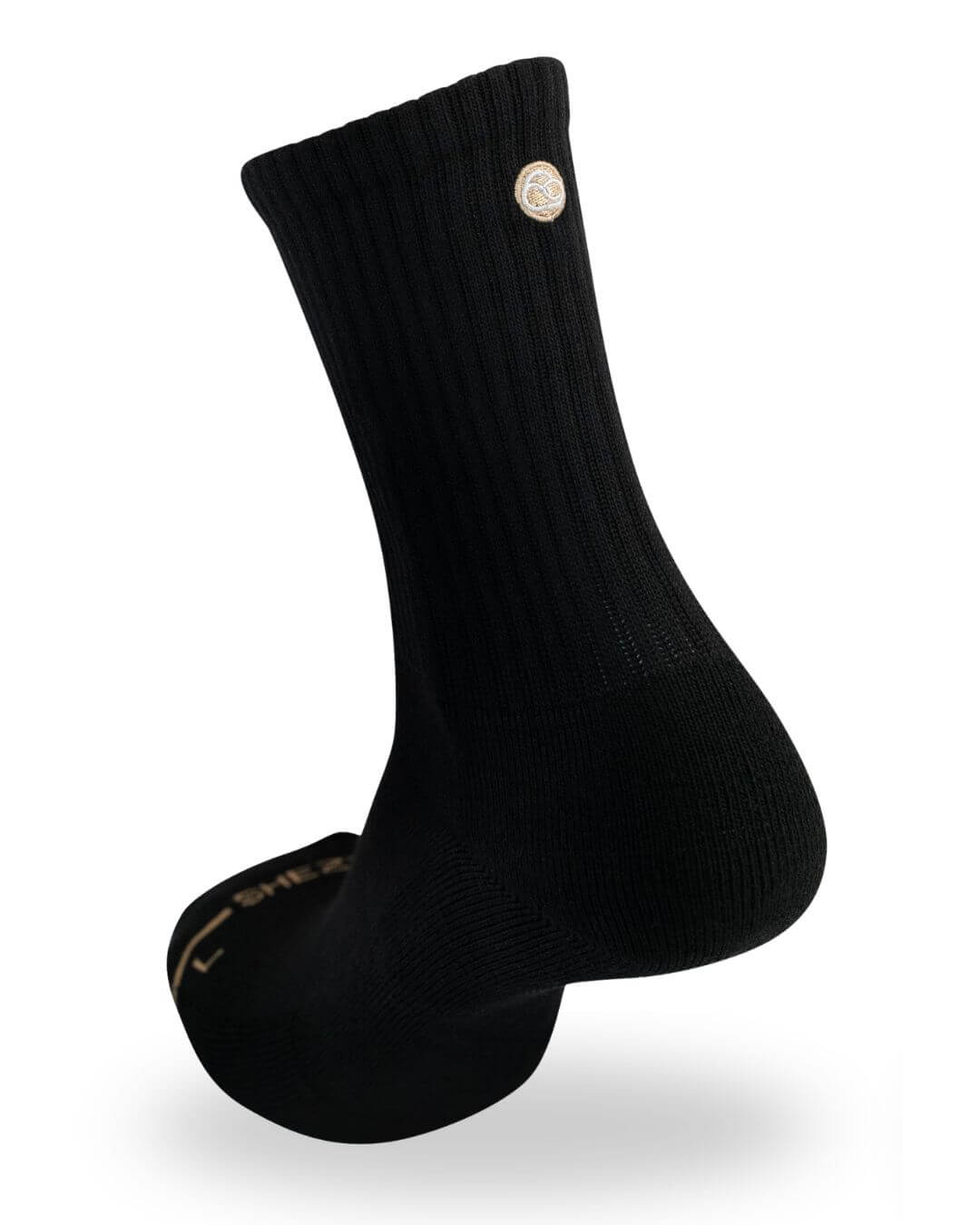 Black Shezza unpadded crew sock on a mannequin foot