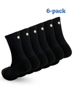 Six-pack of black Shezza unpadded crew socks