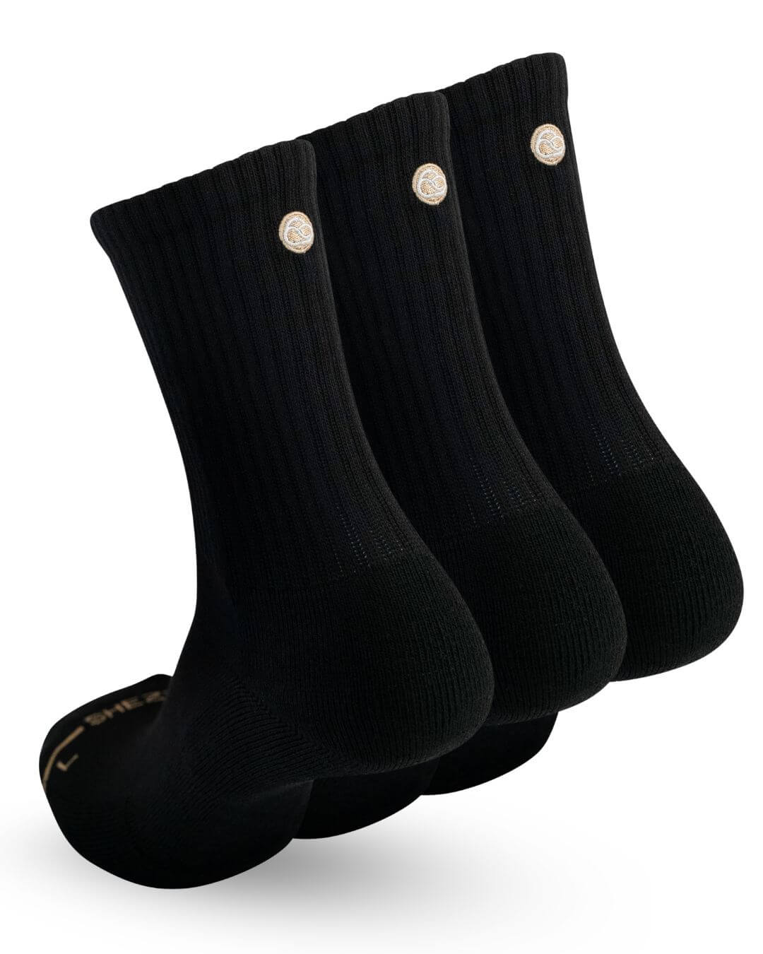 Three-pack of black Shezza unpadded crew socks