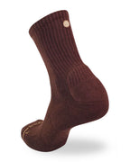 Brown Shezza padded crew sock on a mannequin foot