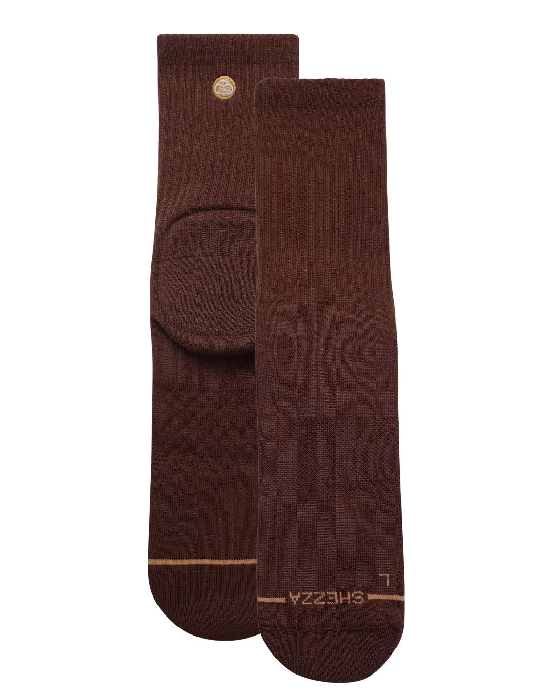 Pair of brown Shezza padded crew socks
