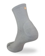 Grey Shezza padded crew sock on a mannequin foot