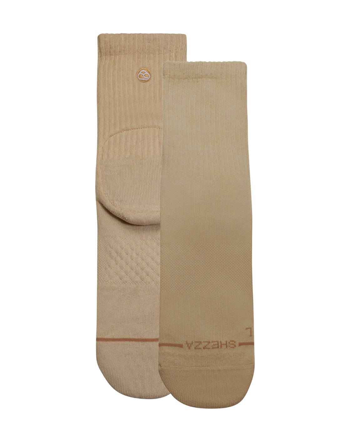 Pair of tan Shezza padded crew socks