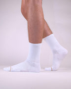 White Shezza unpadded crew socks worn on both feet