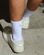 White Shezza unpadded crew socks worn with white trainers