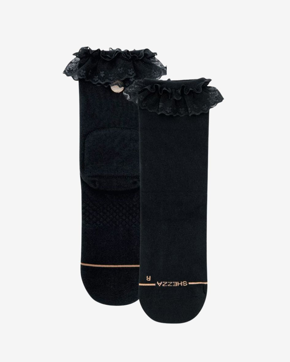 Pair of black Shezza padded lace socks