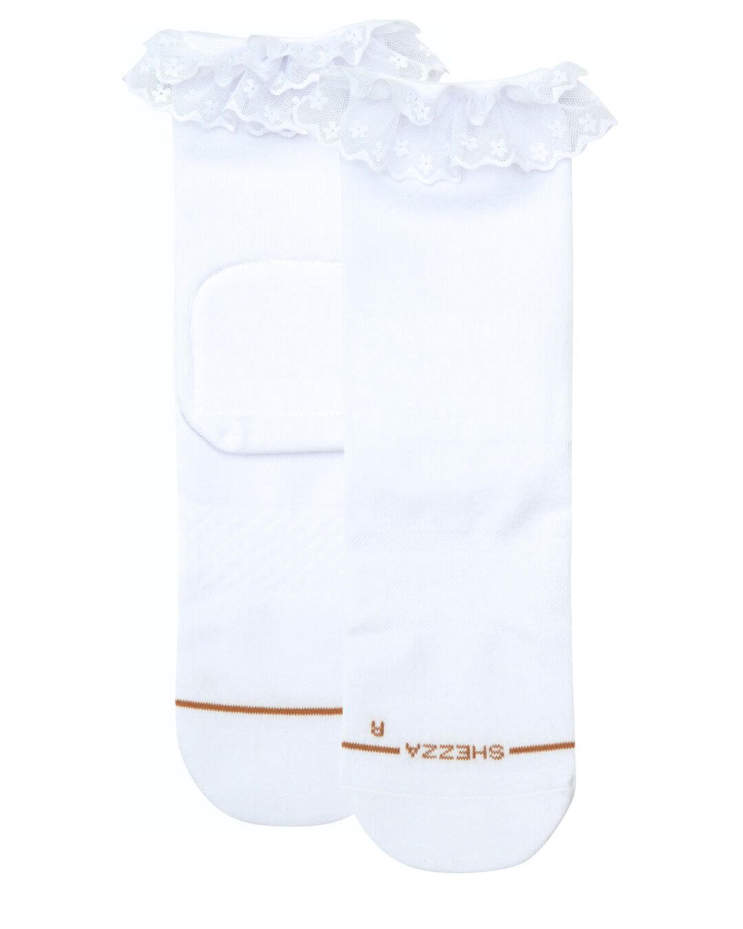 Pair of white Shezza padded lace socks