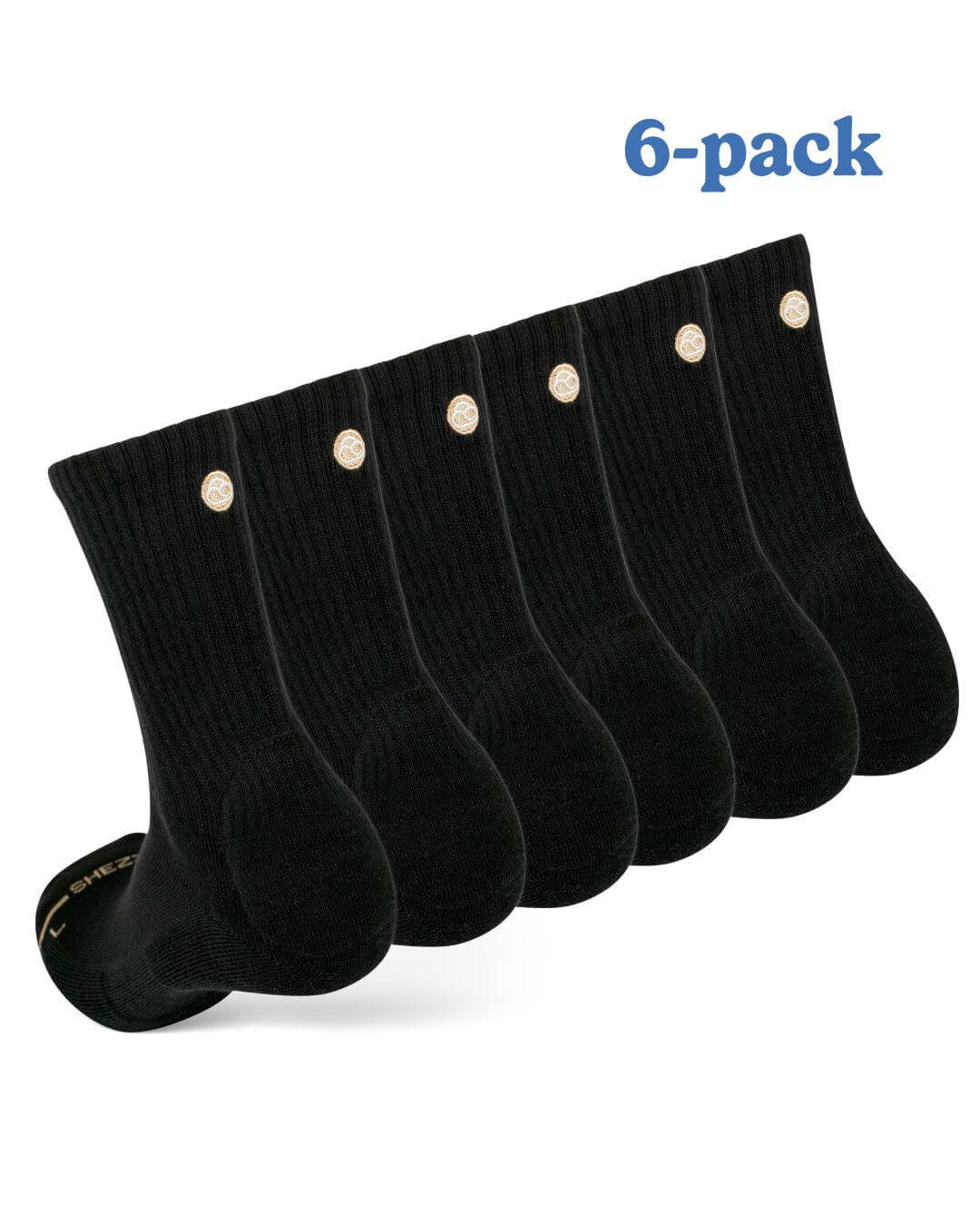 Six-pack of black Shezza padded crew socks