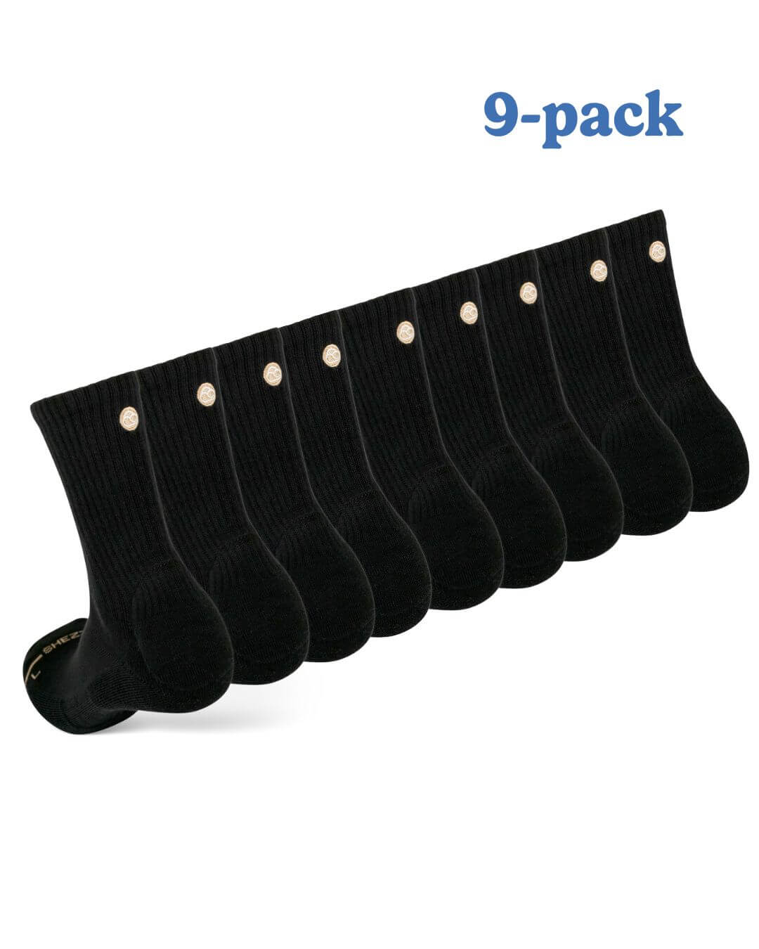 Nine-pack of black Shezza padded crew socks