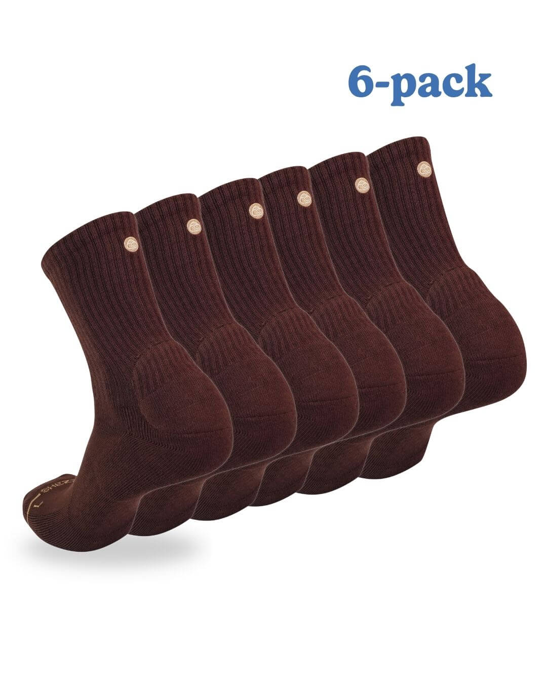 Six-pack of brown Shezza padded crew socks
