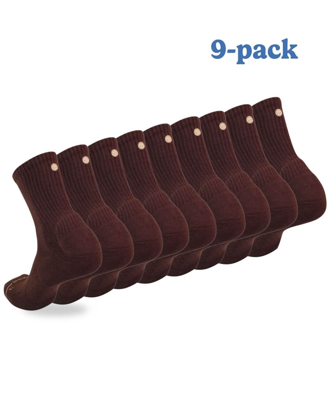 Nine-pack of brown Shezza padded crew socks