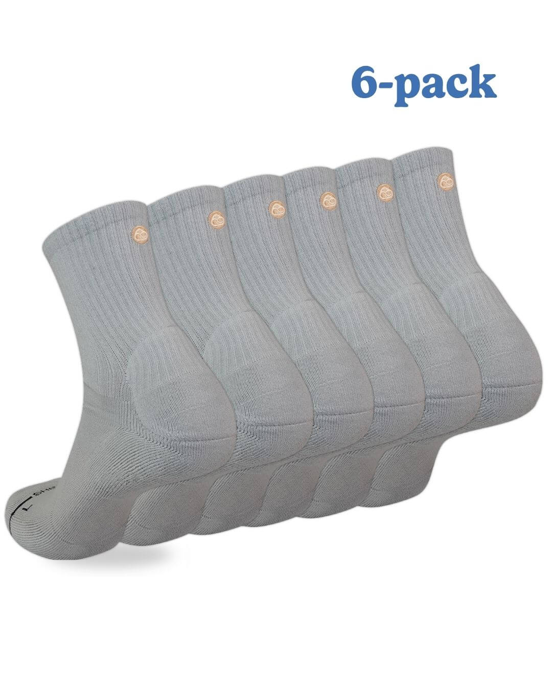 Six-pack of grey Shezza padded crew socks