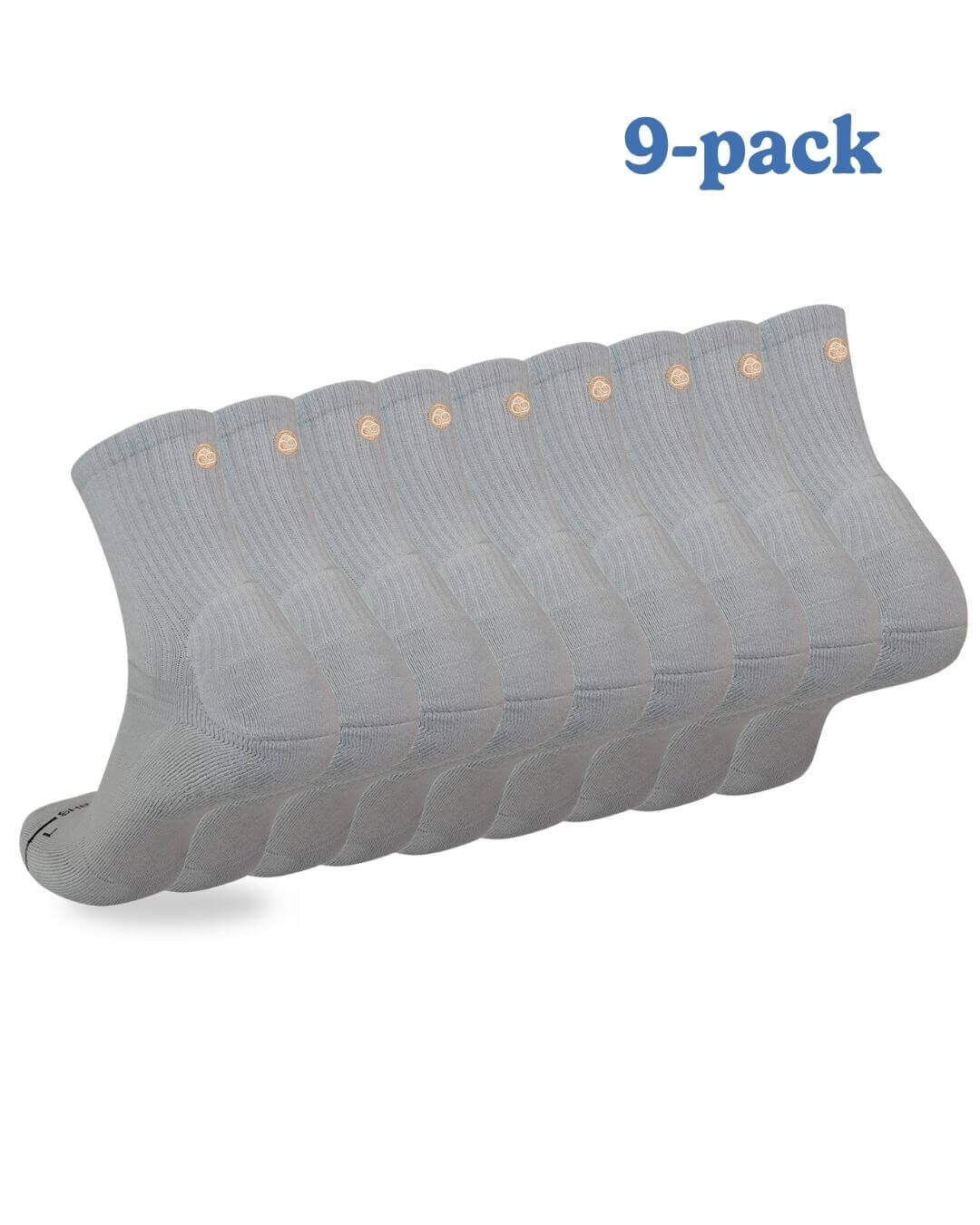 Nine-pack of grey Shezza padded crew socks