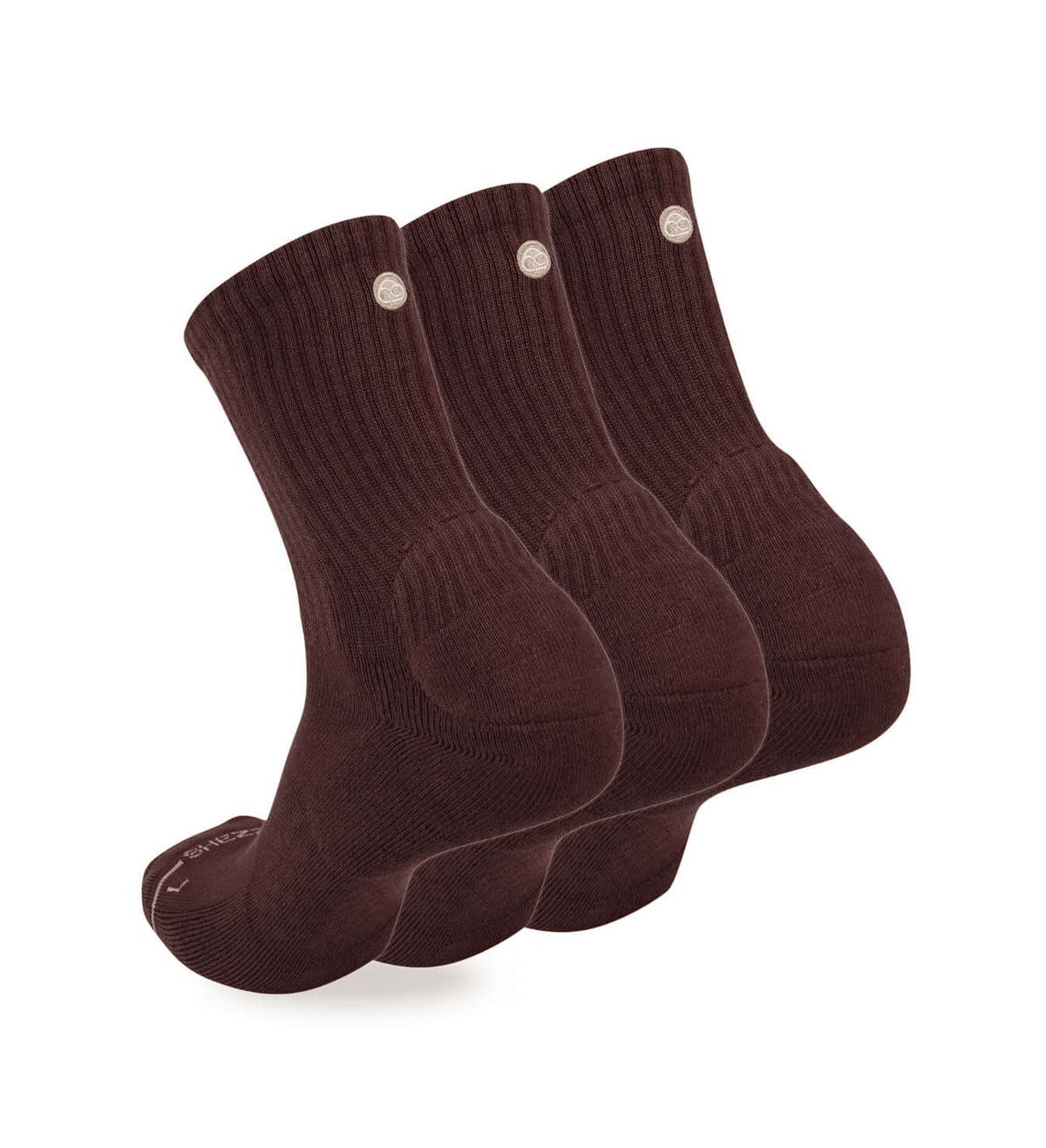 Three-pack of brown Shezza padded crew socks