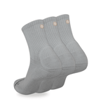 Pair of grey Shezza padded crew socks shown on a plain background