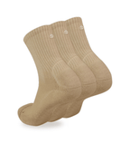 Three-pack of tan Shezza padded crew socks