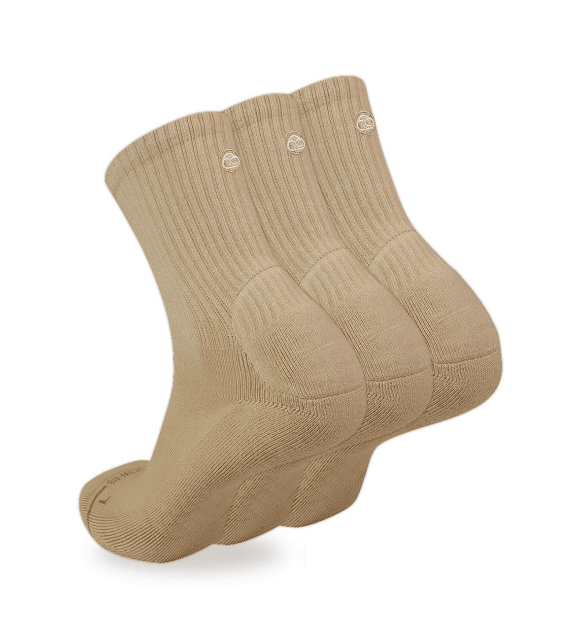 Three-pack of tan Shezza padded crew socks