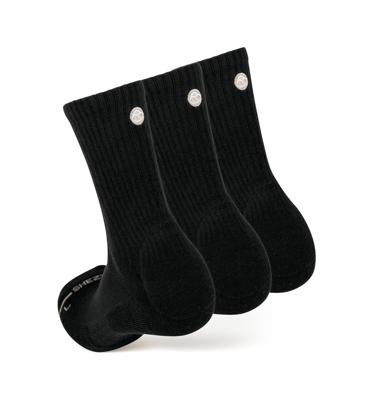 Three-pack of black Shezza padded crew socks