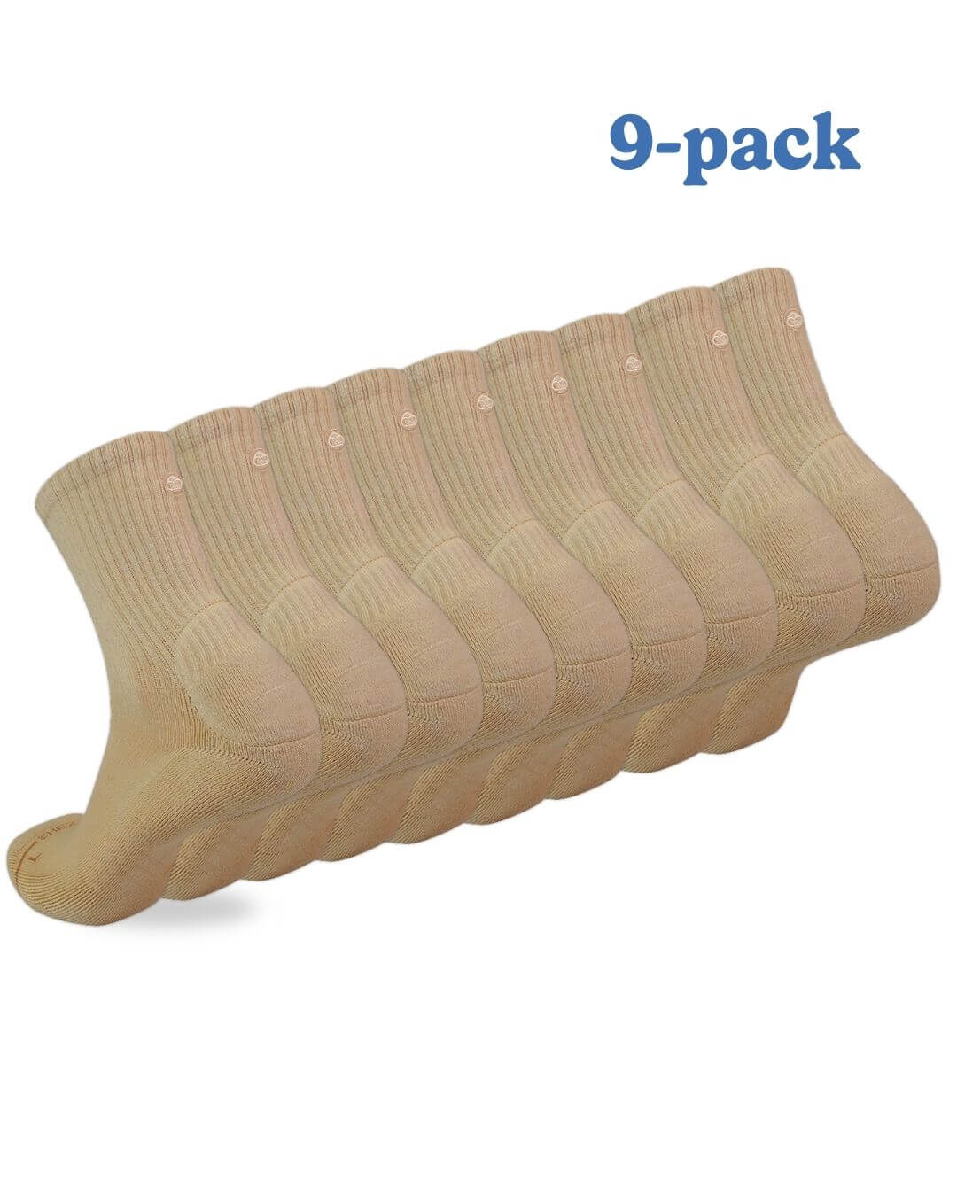 Nine-pack of tan Shezza padded crew socks