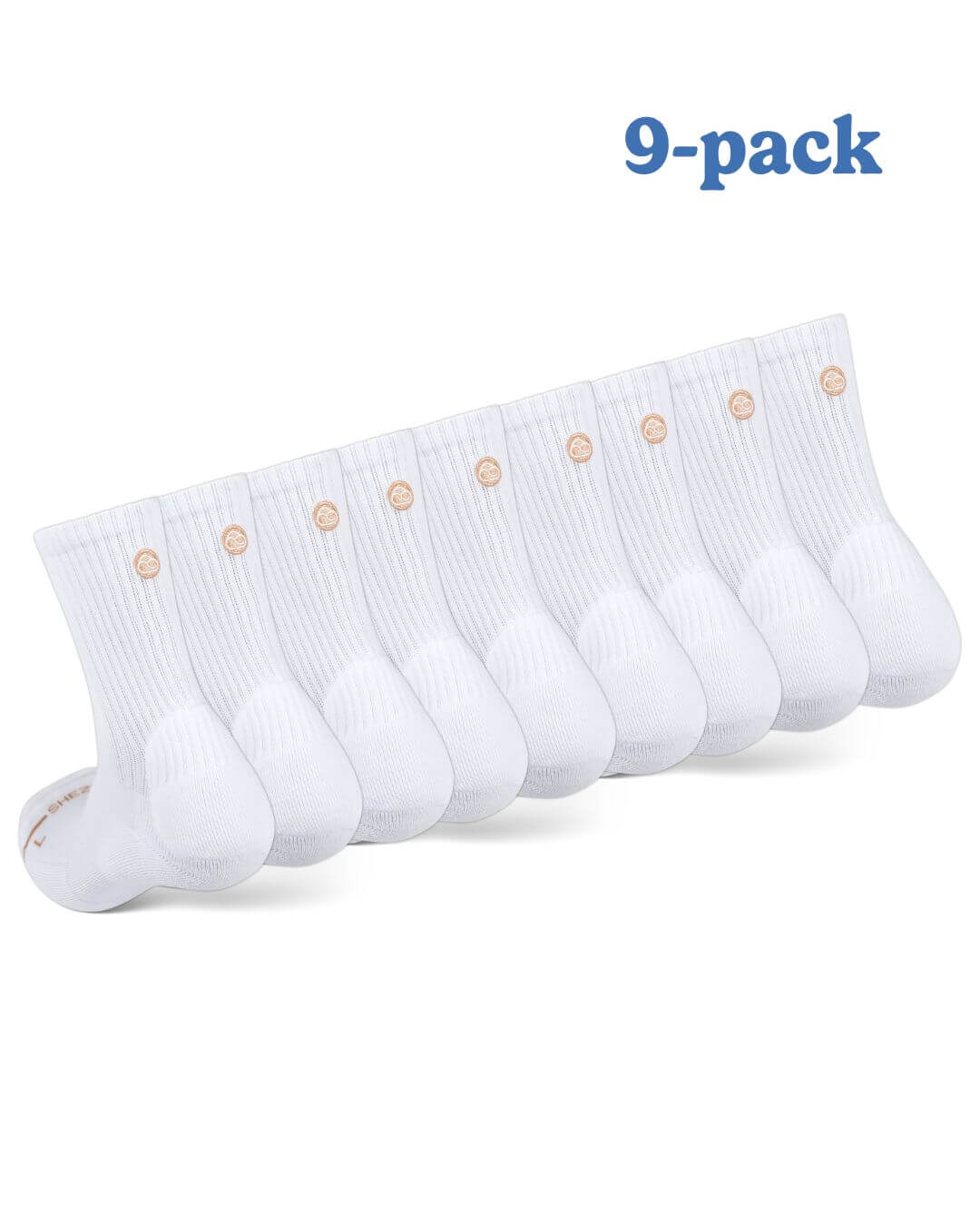 Nine-pack of white Shezza padded crew socks