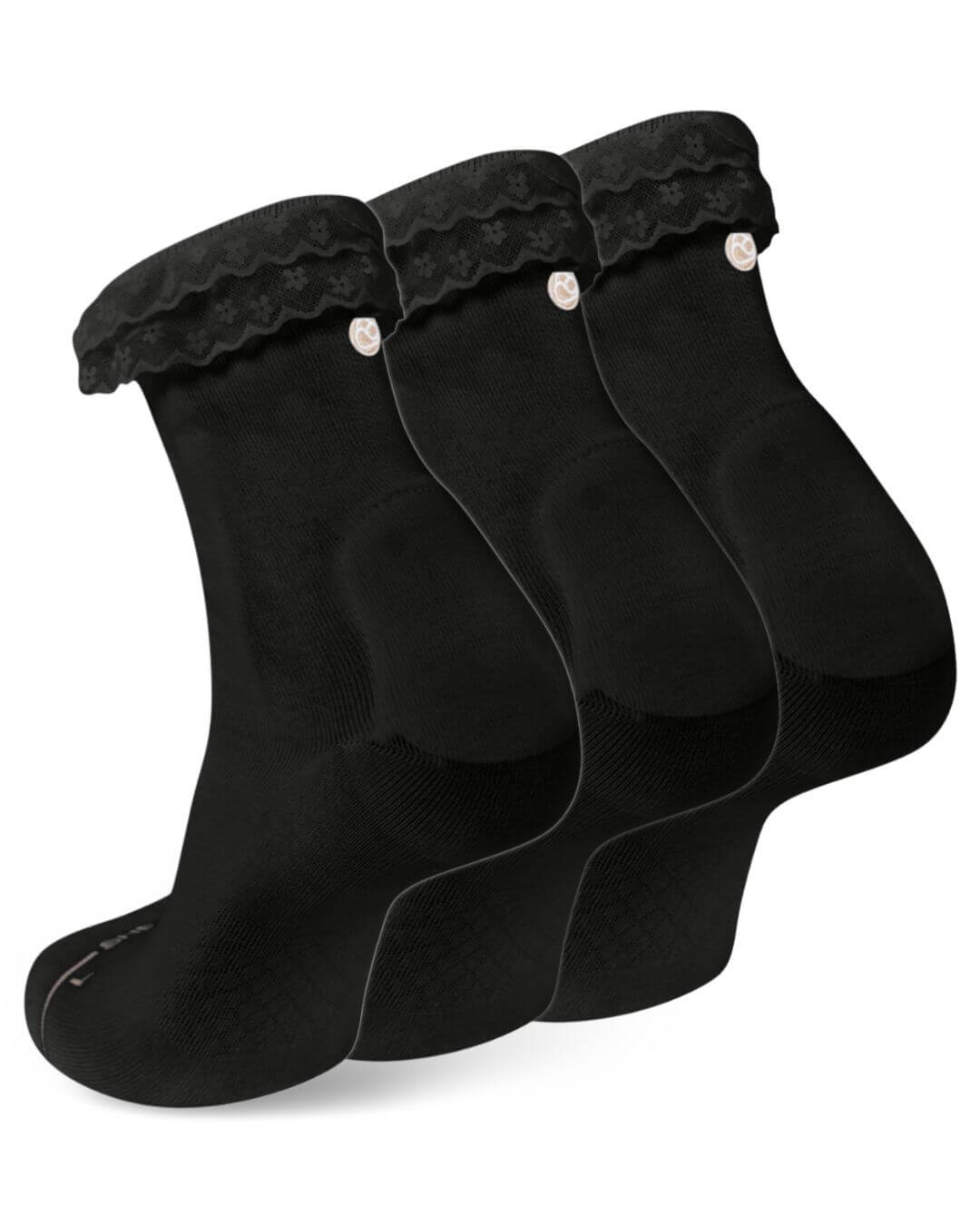 Three-pack of black Shezza padded lace socks