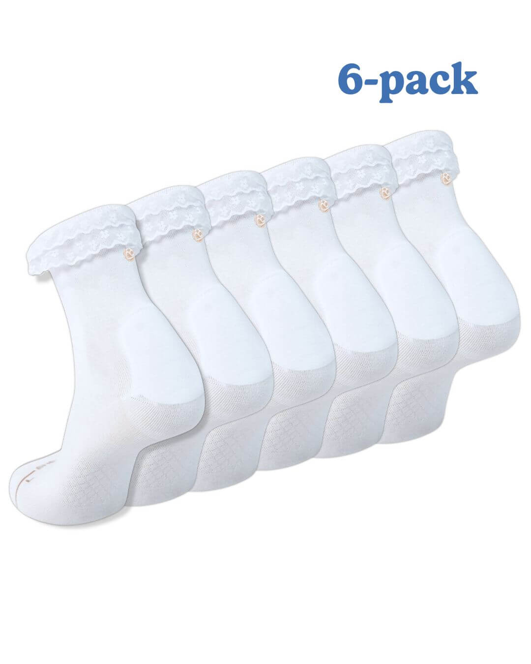 Six-pack of white Shezza padded lace socks