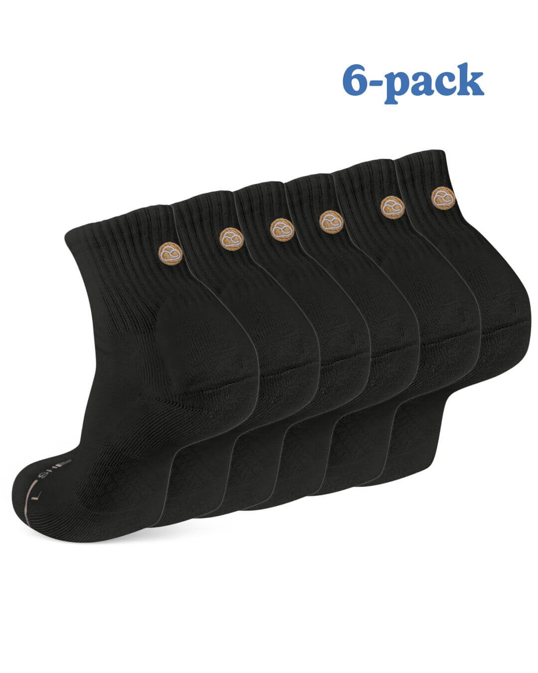 Six-pack of black Shezza padded quarter socks