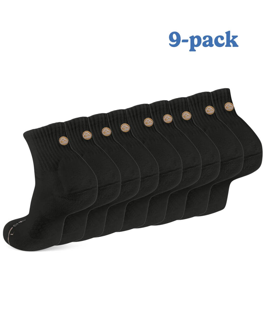 Nine-pack of black Shezza padded quarter socks