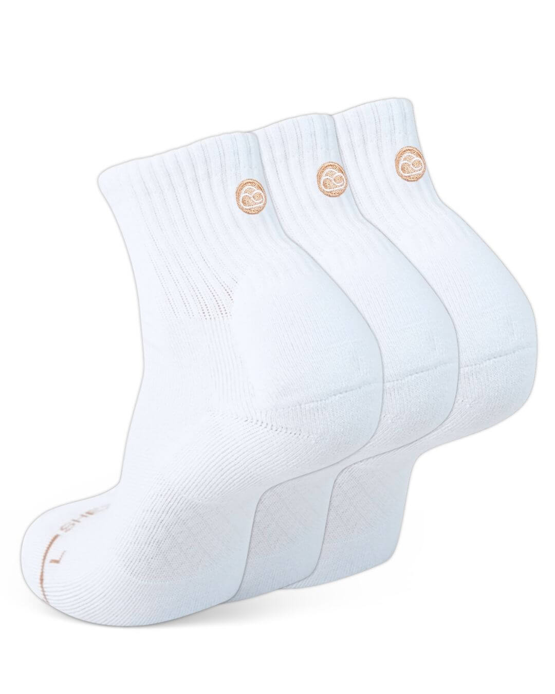 Three-pack of white Shezza padded quarter socks
