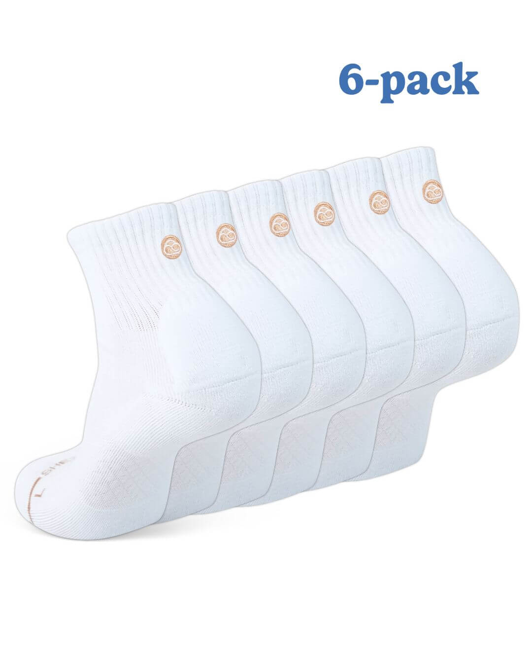 Six-pack of white Shezza padded quarter socks