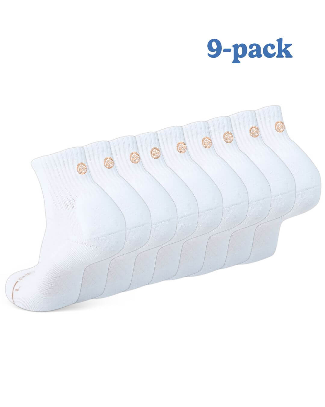 Nine-pack of white Shezza padded quarter socks