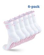 Six-pack of white Shezza Pilates grip socks