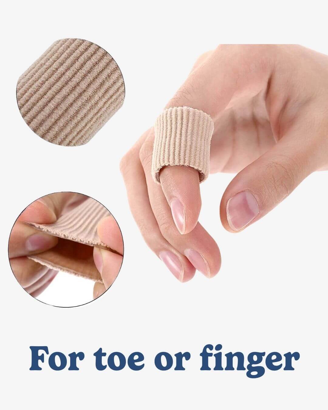 Illustration showing the toe separator bandage used on a toe or a finger