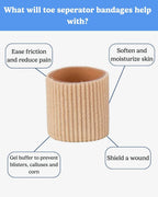 Infographic explaining what the toe separator bandage helps with
