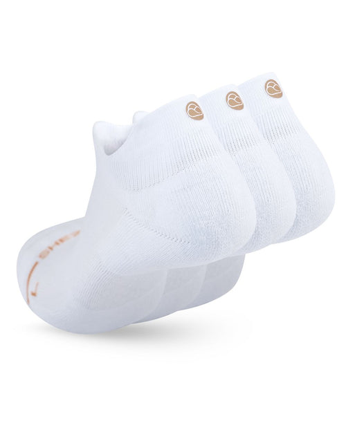Three white Shezza unpadded ankle socks