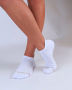 White Shezza unpadded socks worn on both feet